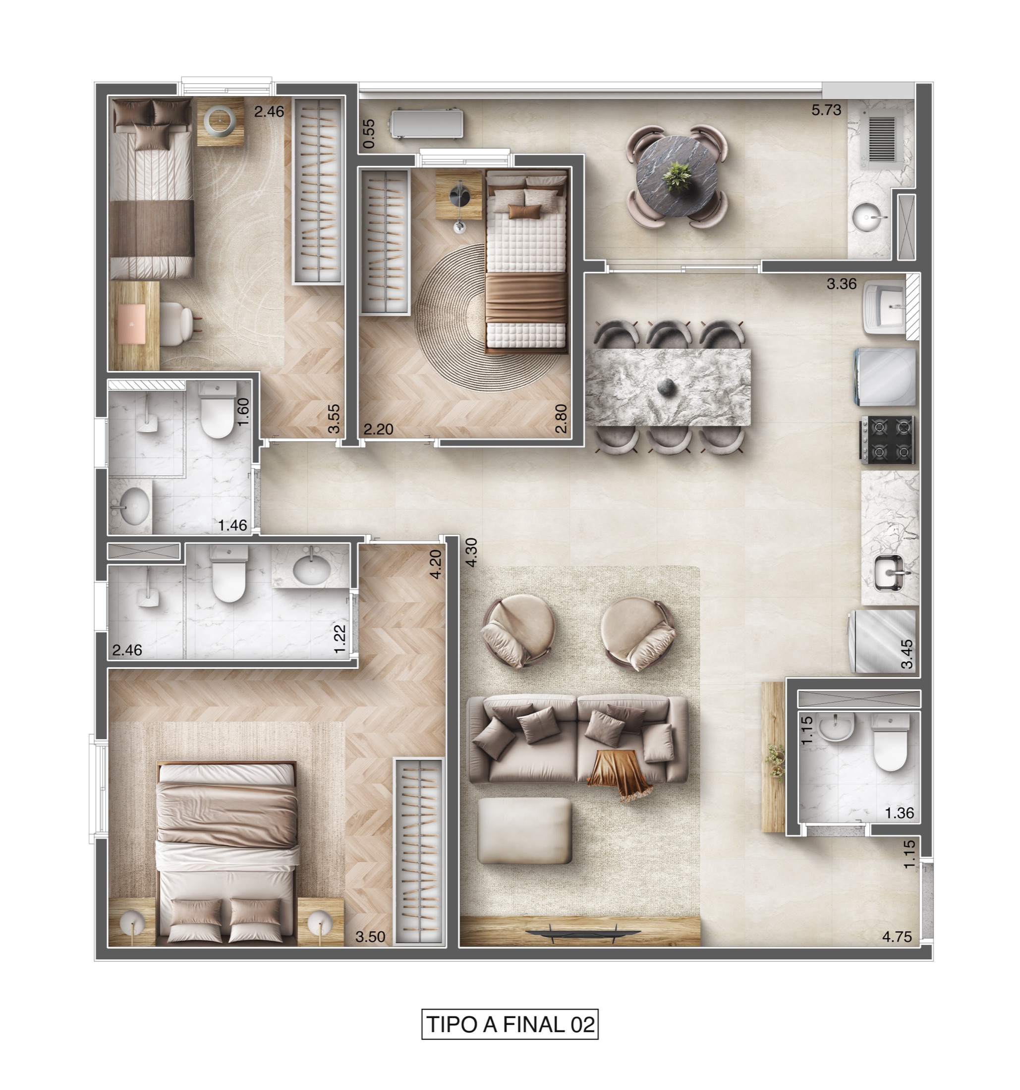 Planta Tipo A — 78,31 m²