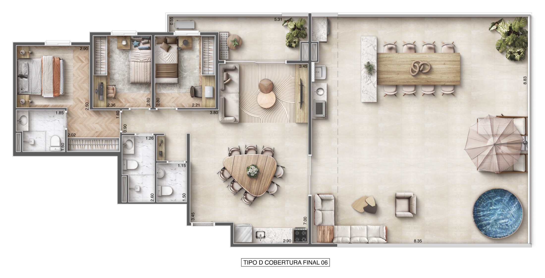 Planta Penthouse 155,81 m²