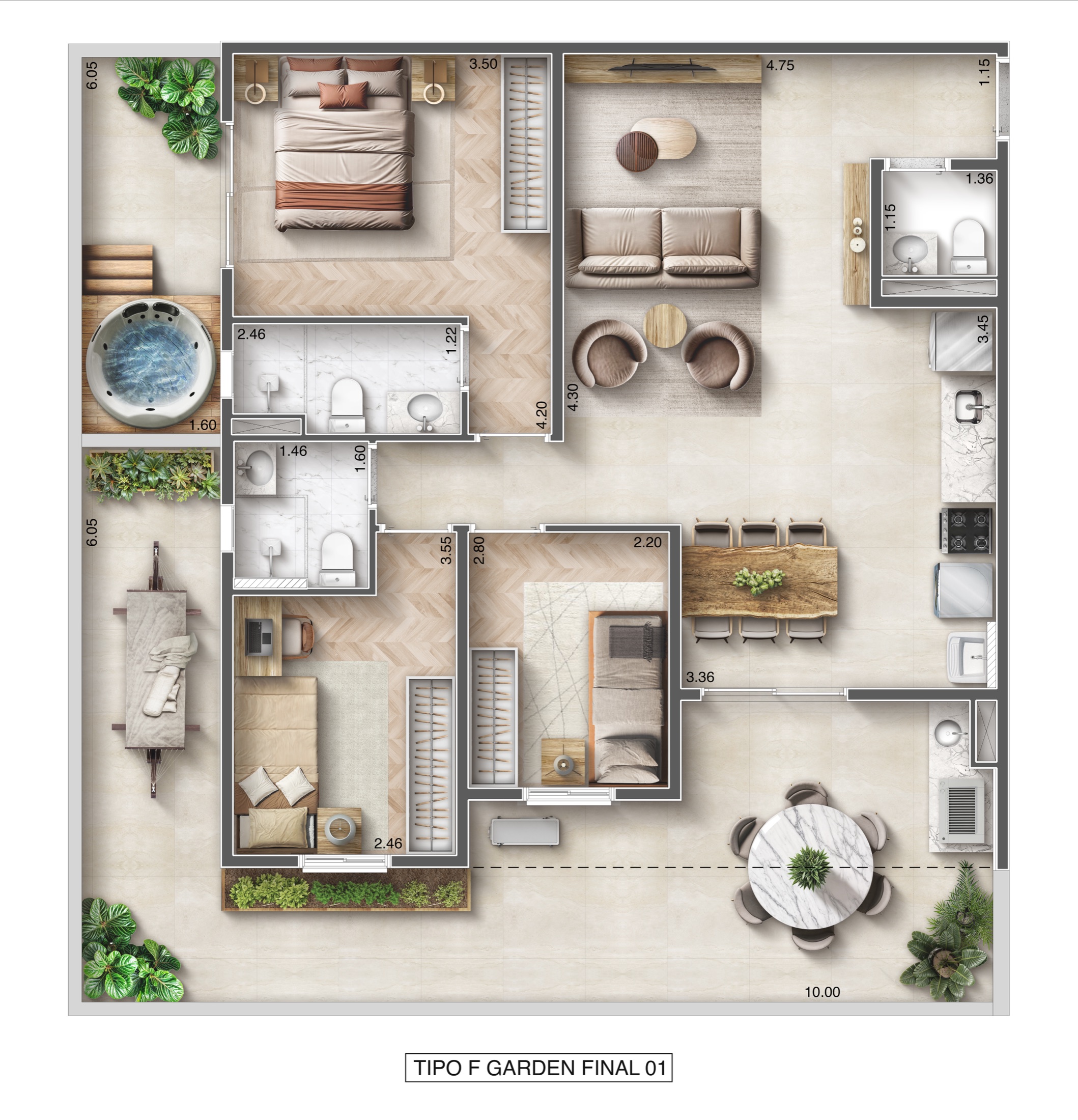 Planta Garden 106,07 m²